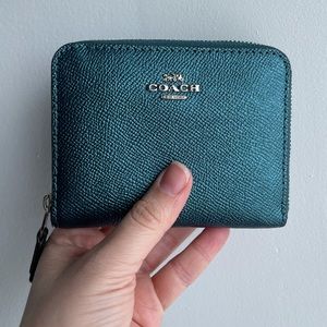 Small coach wallet metallic teal